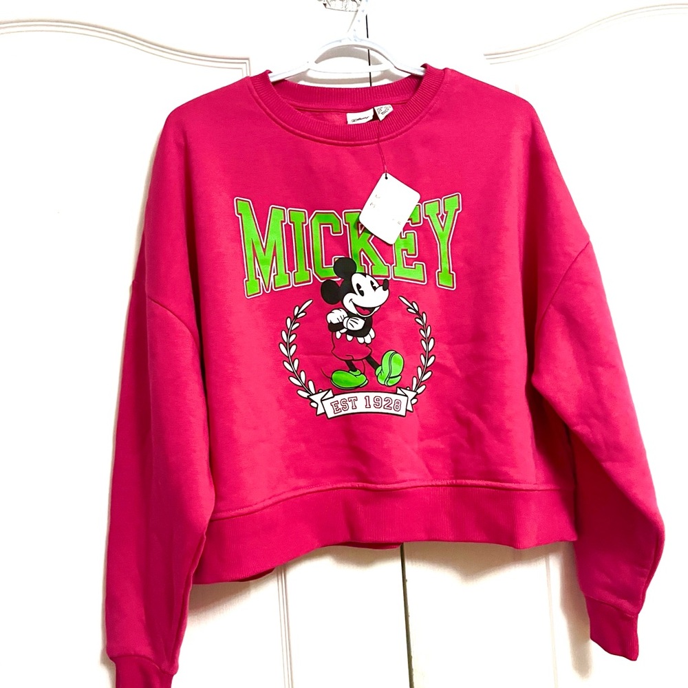 NWT Disney Mickey Mouse Graphic Crewneck Sweatshirt - Pink